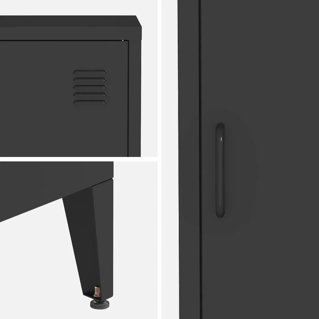 Industrial metal nightstand with swing door kids bedroom