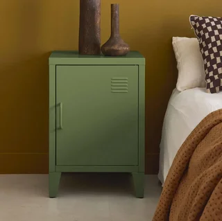 Industrial metal nightstand with flip door for kids