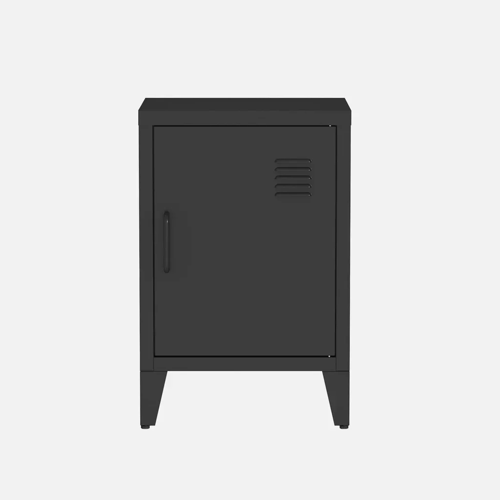 Industrial metal nightstand with swing door kids bedroom