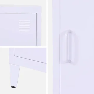 Industrial Metal Kids Nightstand with Swing Door Storage