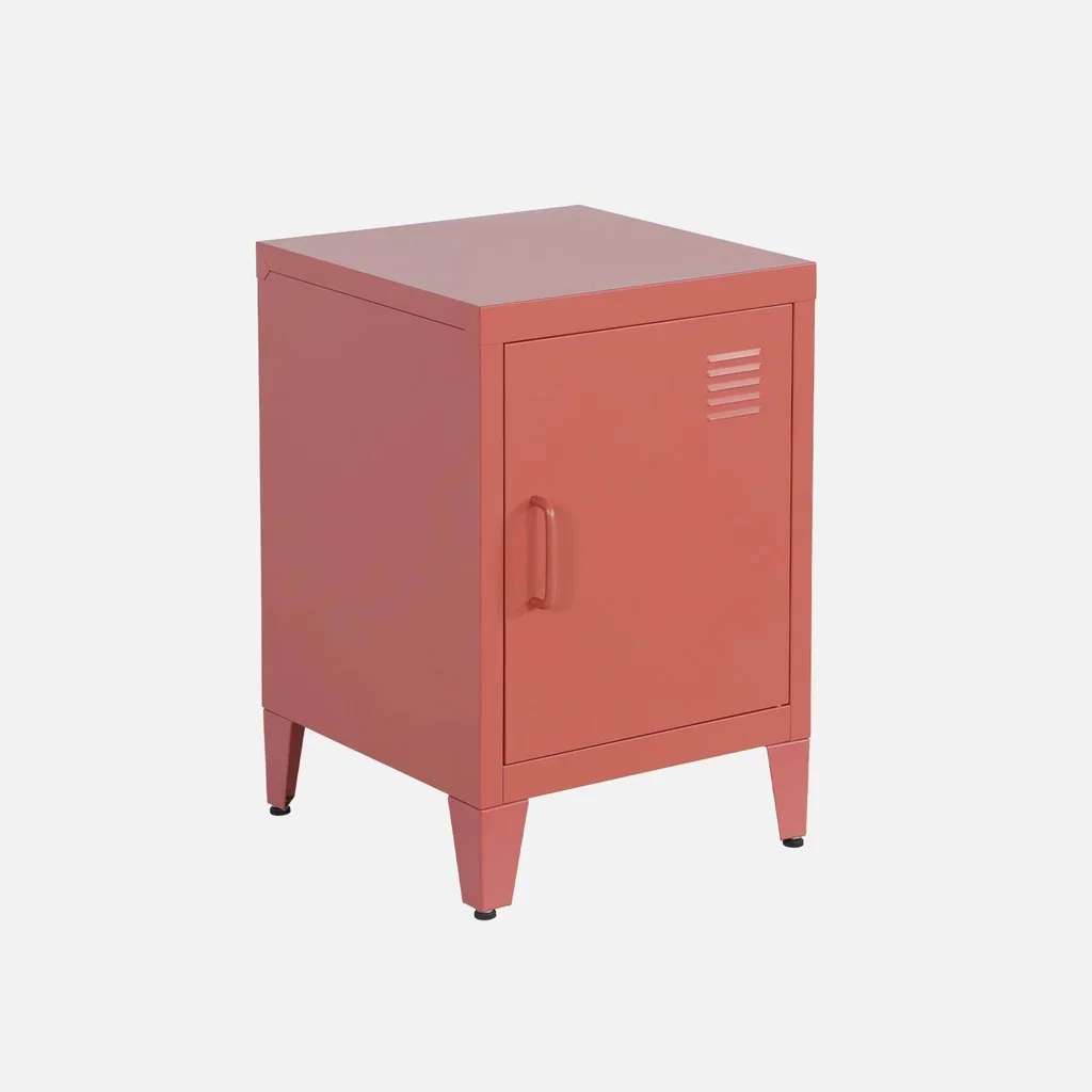 Industrial nightstand metal swing door kids bedroom