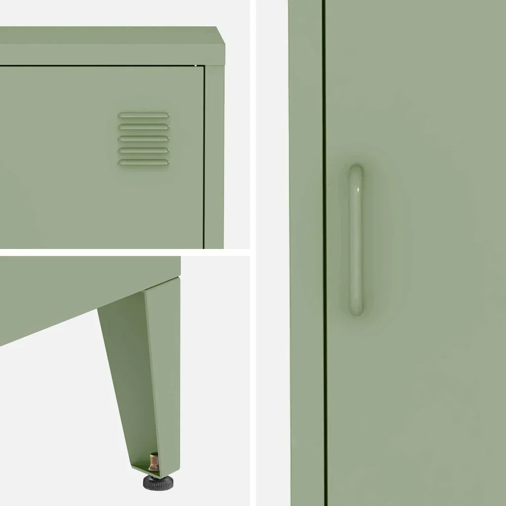 Industrial Metal Kids Nightstand with Hinged Door Storage