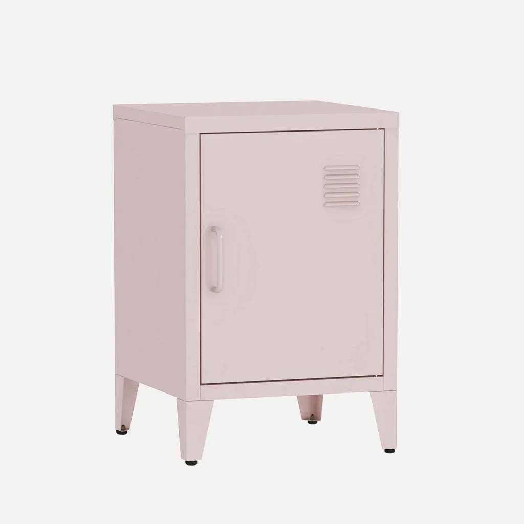 Industrial Metal Nightstand with Swing Door for Kids