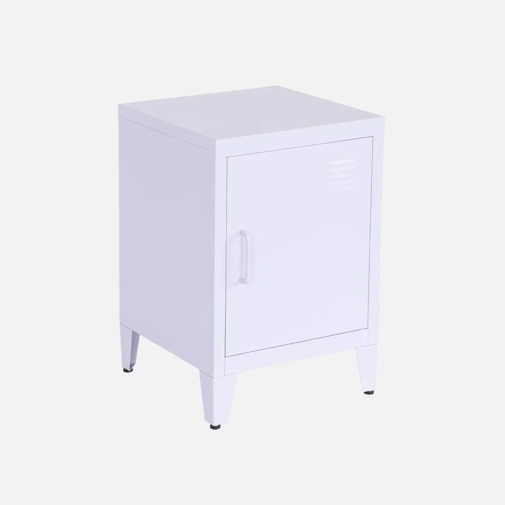 Industrial Metal Kids Nightstand with Swing Door Storage