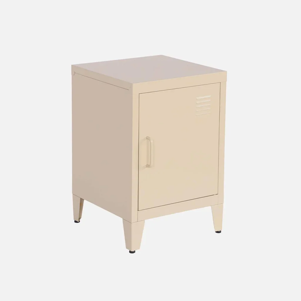 Industrial metal nightstand kids single door storage bedroom