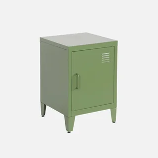 Industrial metal nightstand with flip door for kids