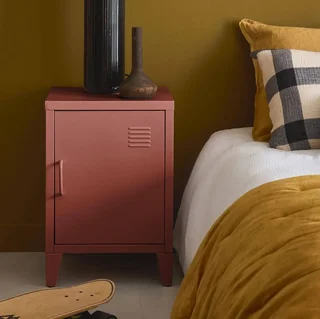 Industrial nightstand metal swing door kids bedroom
