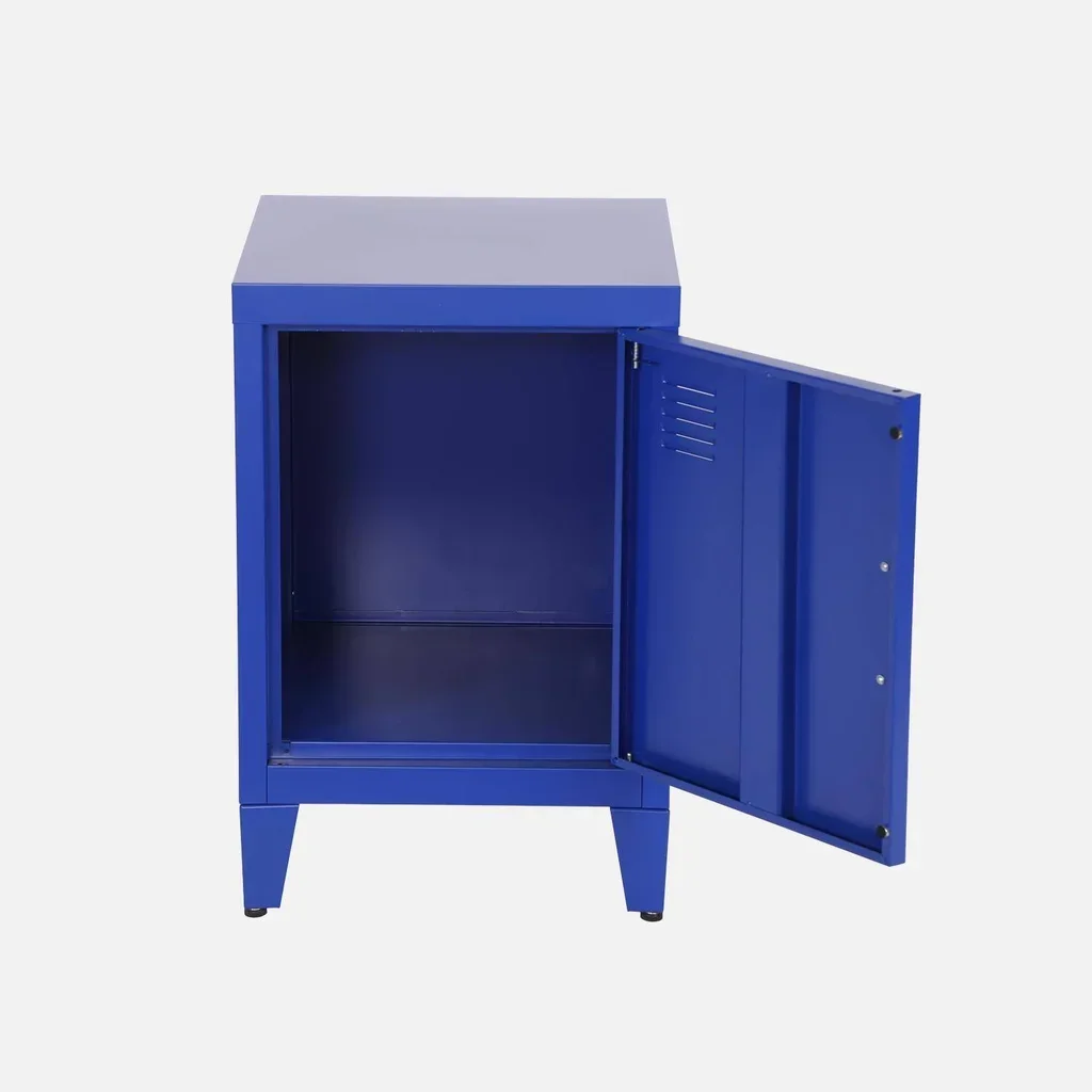 Industrial nightstand metal swing door kids bedroom