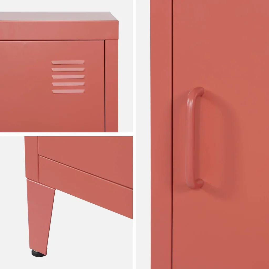 Industrial nightstand metal swing door kids bedroom