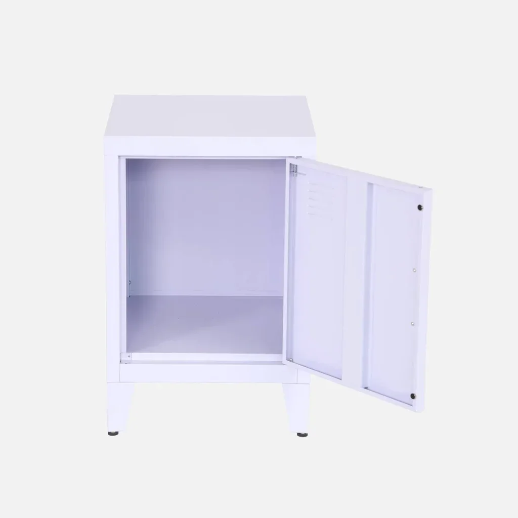 Industrial Metal Kids Nightstand with Swing Door Storage