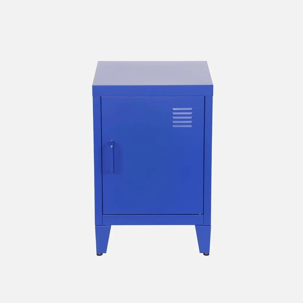 Industrial nightstand metal swing door kids bedroom