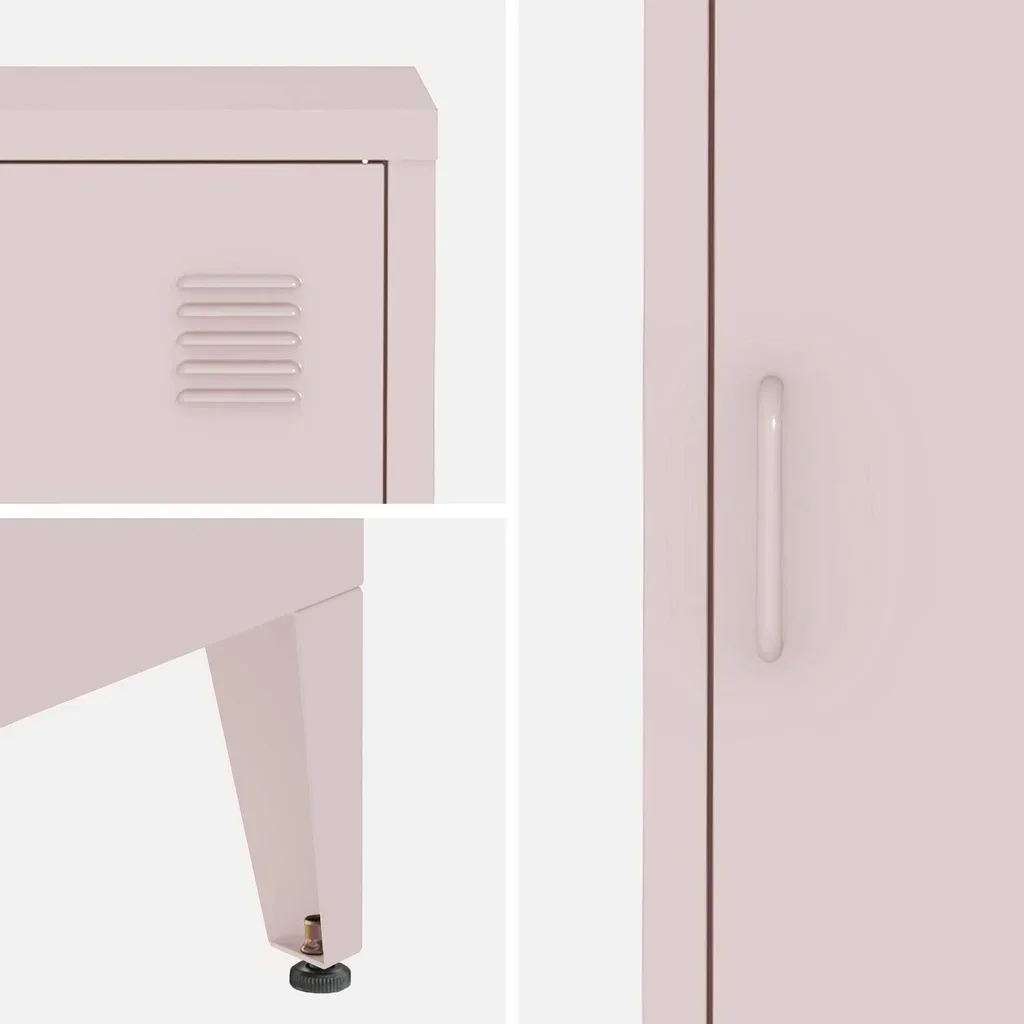 Industrial Metal Nightstand with Swing Door for Kids
