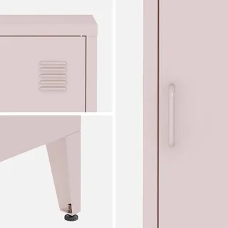 Industrial Metal Nightstand with Swing Door for Kids