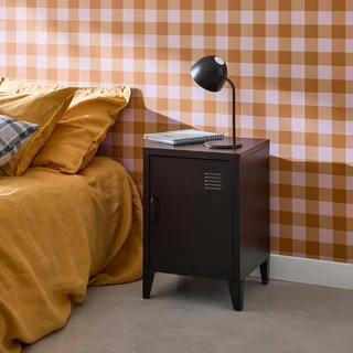 Industrial metal nightstand with swing door kids bedroom