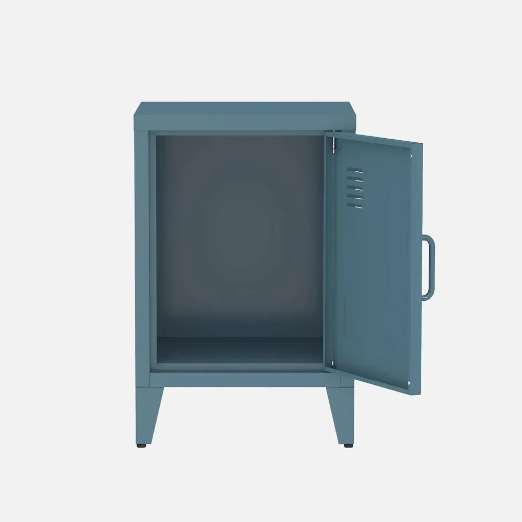 Industrial nightstand metal swing door kids bedroom