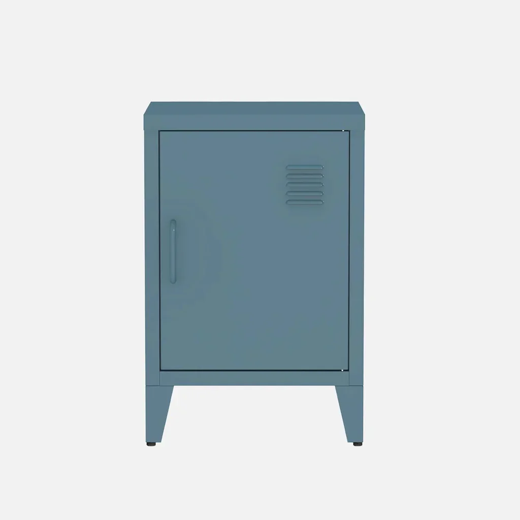 Industrial nightstand metal swing door kids bedroom