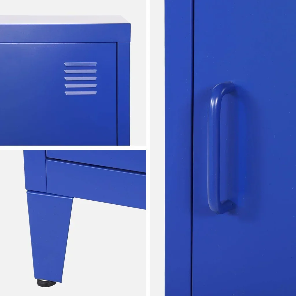 Industrial nightstand metal swing door kids bedroom