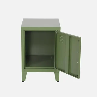 Industrial metal nightstand with flip door for kids