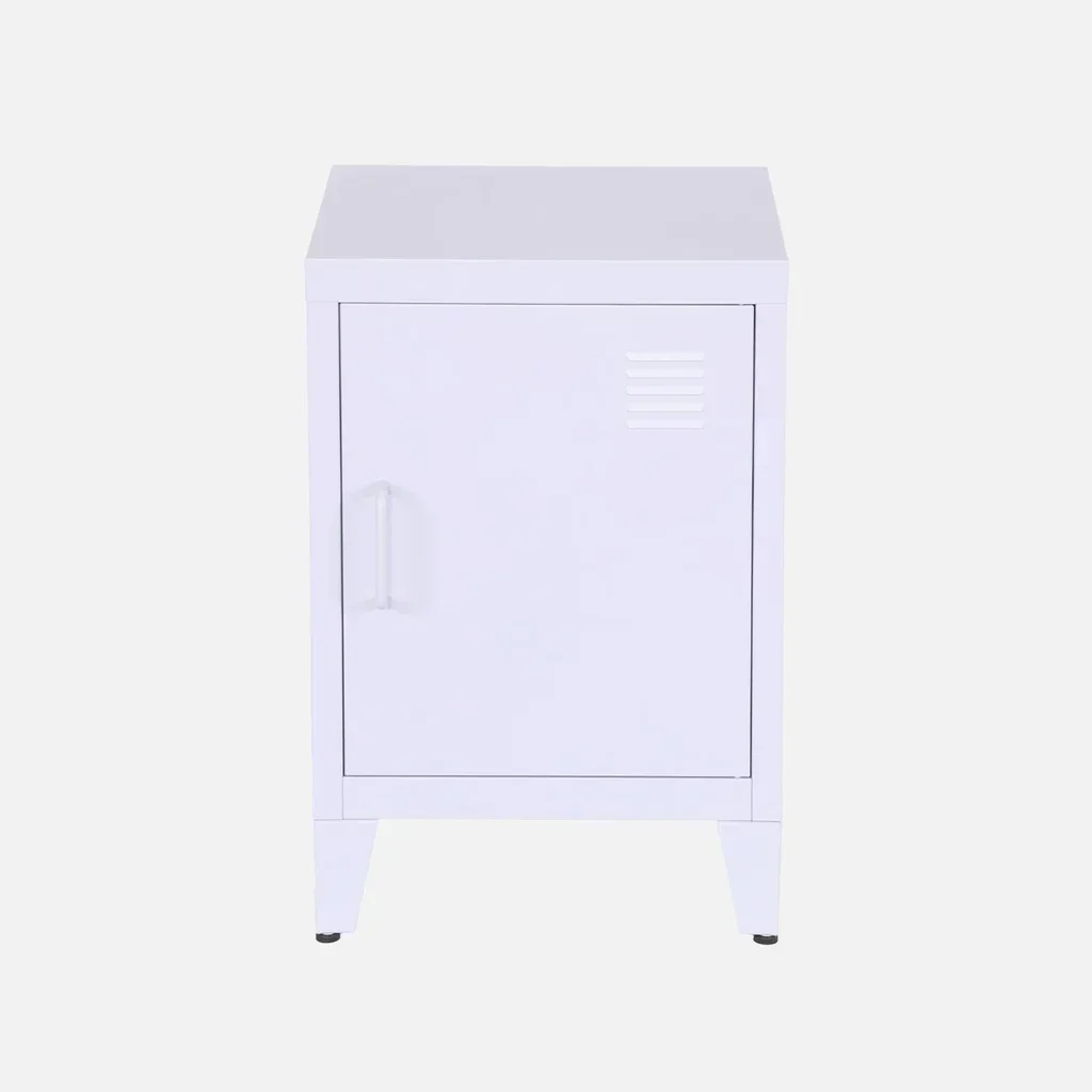 Industrial Metal Kids Nightstand with Swing Door Storage