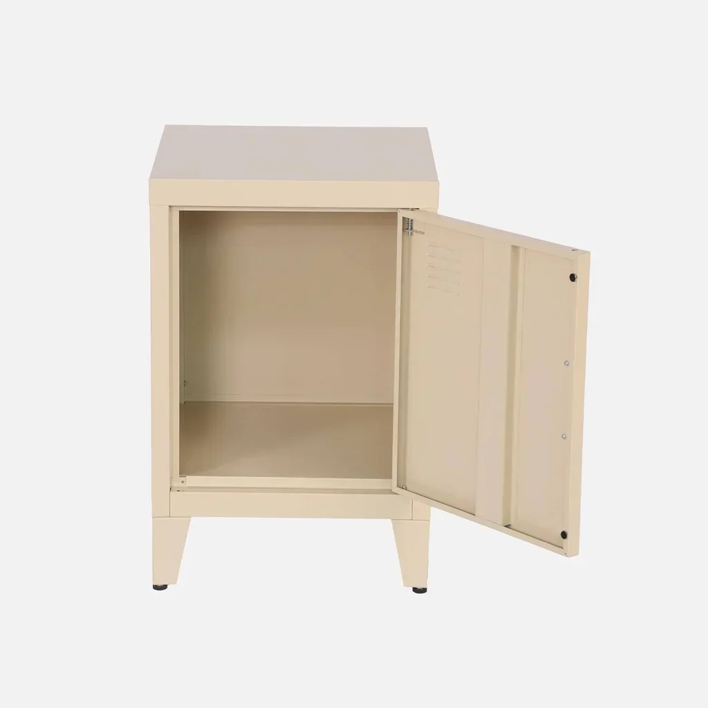 Industrial metal nightstand kids single door storage bedroom