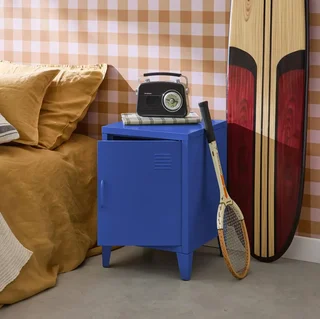 Industrial nightstand metal swing door kids bedroom
