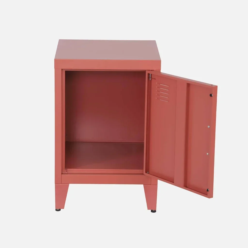 Industrial nightstand metal swing door kids bedroom