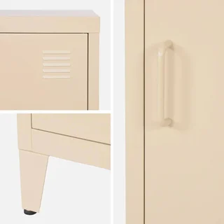 Industrial metal nightstand kids single door storage bedroom