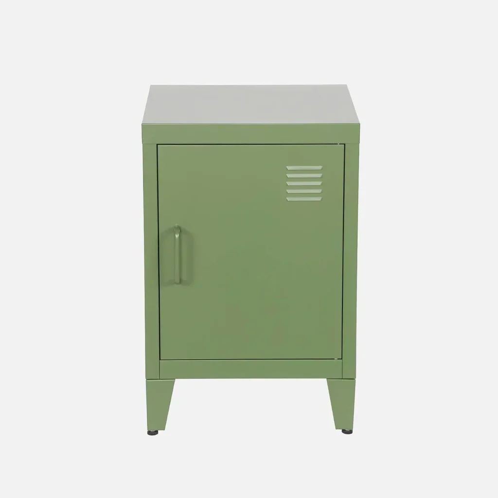 Industrial metal nightstand with flip door for kids