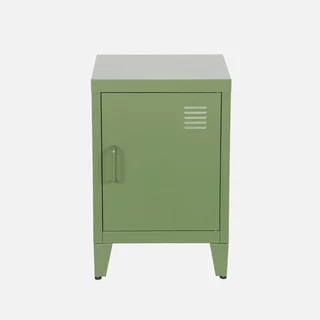 Industrial metal nightstand with flip door for kids