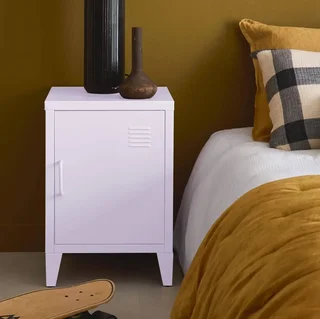 Industrial Metal Kids Nightstand with Swing Door Storage