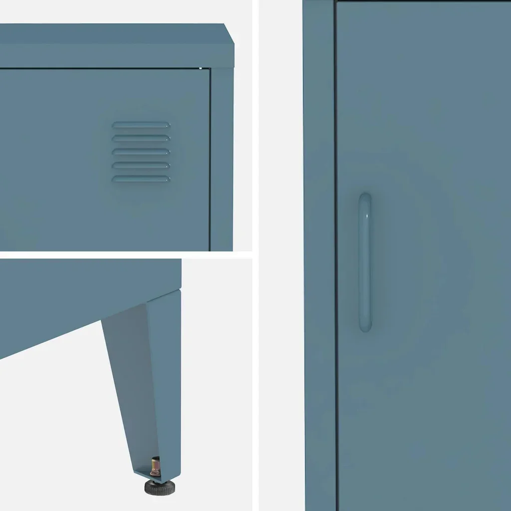 Industrial nightstand metal swing door kids bedroom