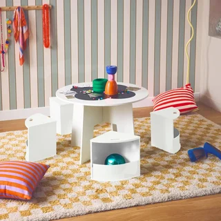 Table enfant ardoise 4 chaises rangement intégré Nephos