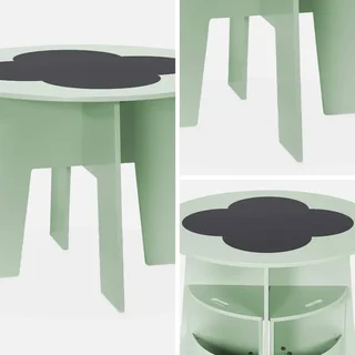 Table enfant effet ardoise 4 chaises rangement Nephos