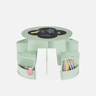 Table enfant effet ardoise 4 chaises rangement Nephos