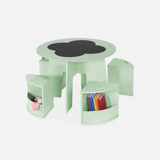 Table enfant effet ardoise 4 chaises rangement Nephos
