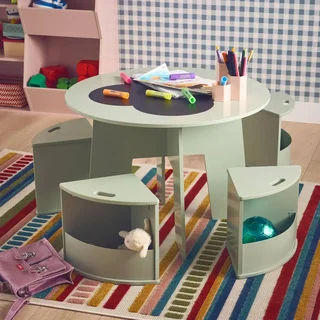 Table enfant effet ardoise 4 chaises rangement Nephos