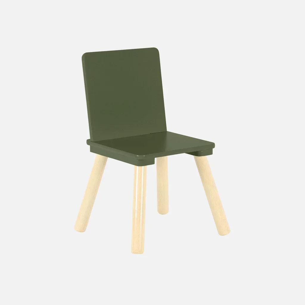 Square kids table natural pine wood with 2 chairs - children's furniture ages 3-7