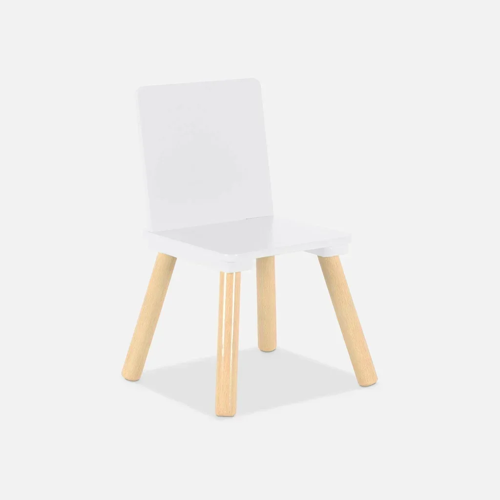 Square kids table natural pine wood 2 seats with matching chairs
