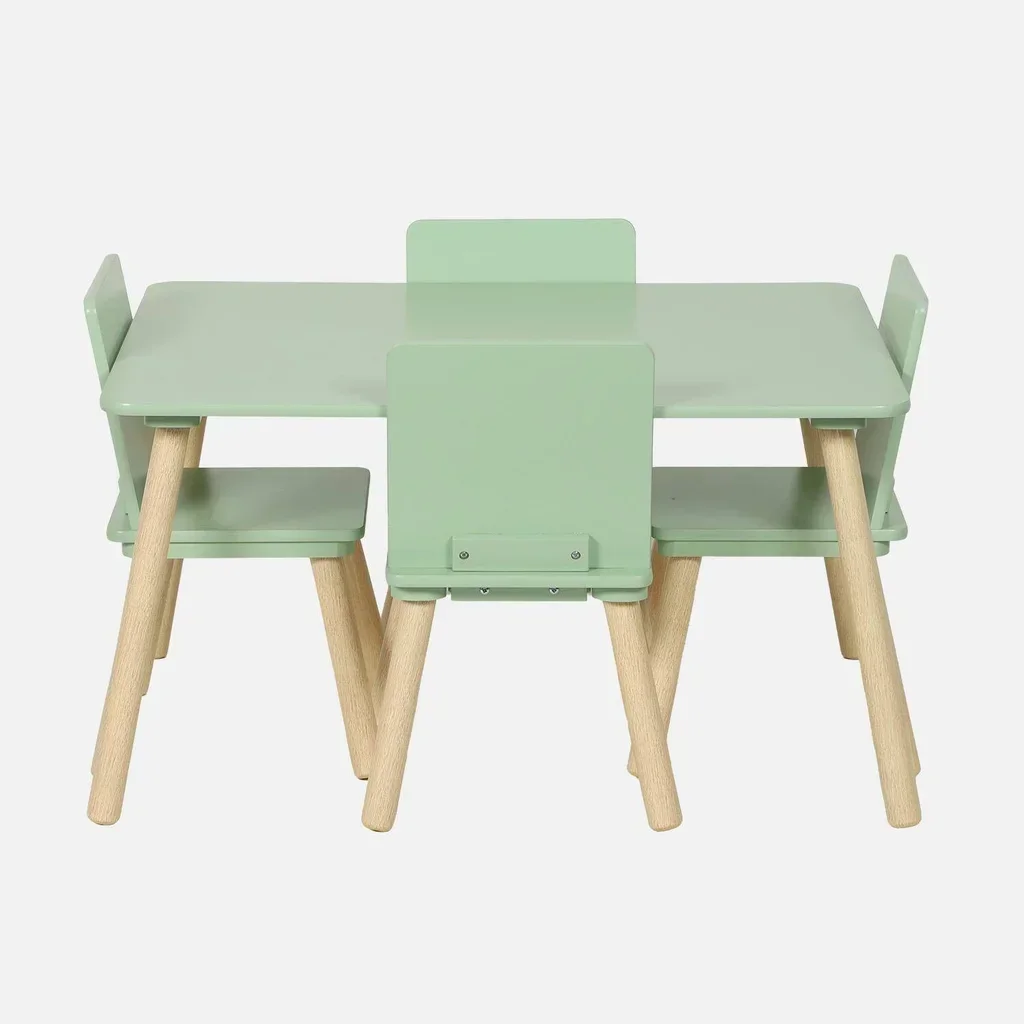 Table enfant pin naturel 4 places rectangulaire
