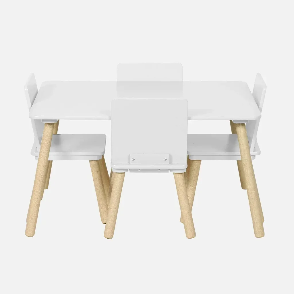 Table enfant bois pin naturel 4 places rectangulaire