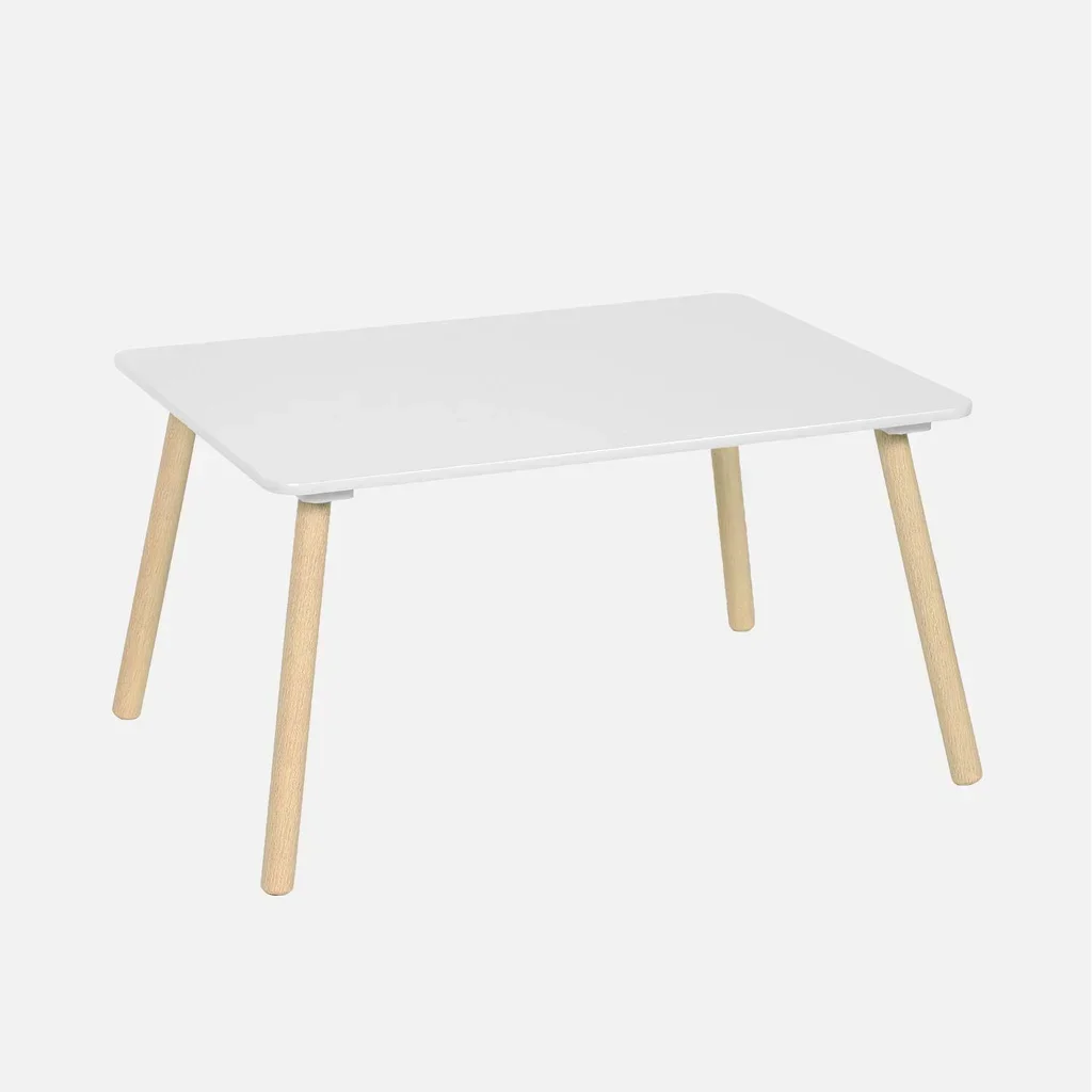 Table enfant bois pin naturel 4 places rectangulaire