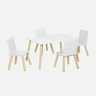Table enfant bois pin naturel 4 places rectangulaire