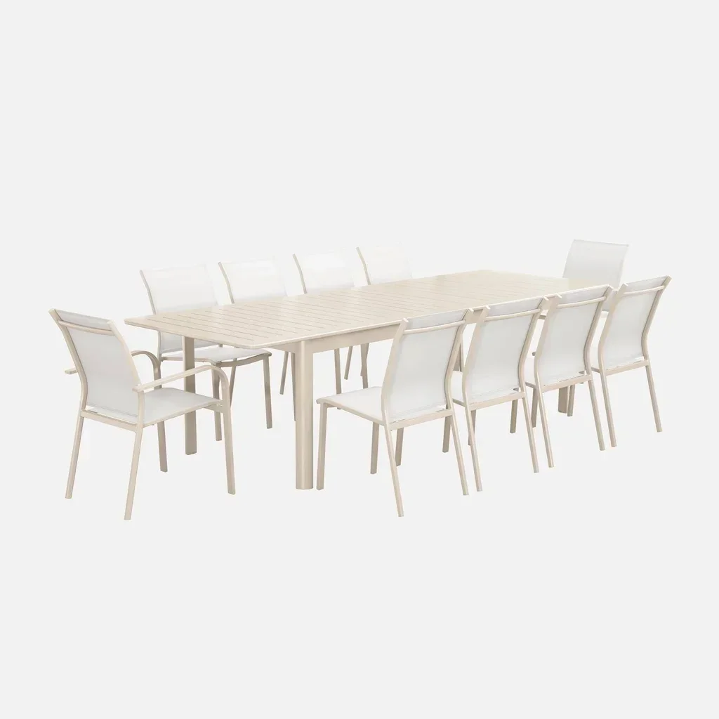 Ausziehbarer Gartentisch Aluminium 10 Plätze Seattle modernes Outdoor-Esszimmer-Set