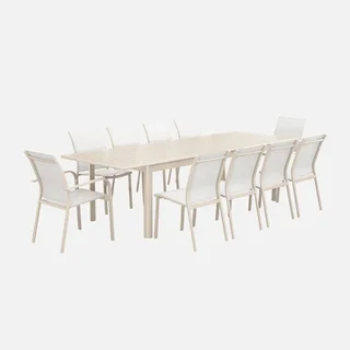 Ausziehbarer Gartentisch Aluminium 10 Plätze Seattle modernes Outdoor-Esszimmer-Set