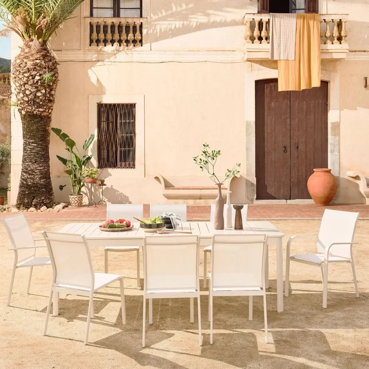 Ausziehbarer Gartentisch Aluminium 10 Plätze Seattle modernes Outdoor-Esszimmer-Set