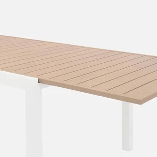 Table jardin aluminium extensible 10 places Elora et fauteuils Amara