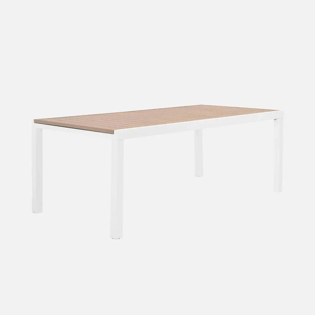 Table jardin aluminium extensible 10 places Elora et fauteuils Amara