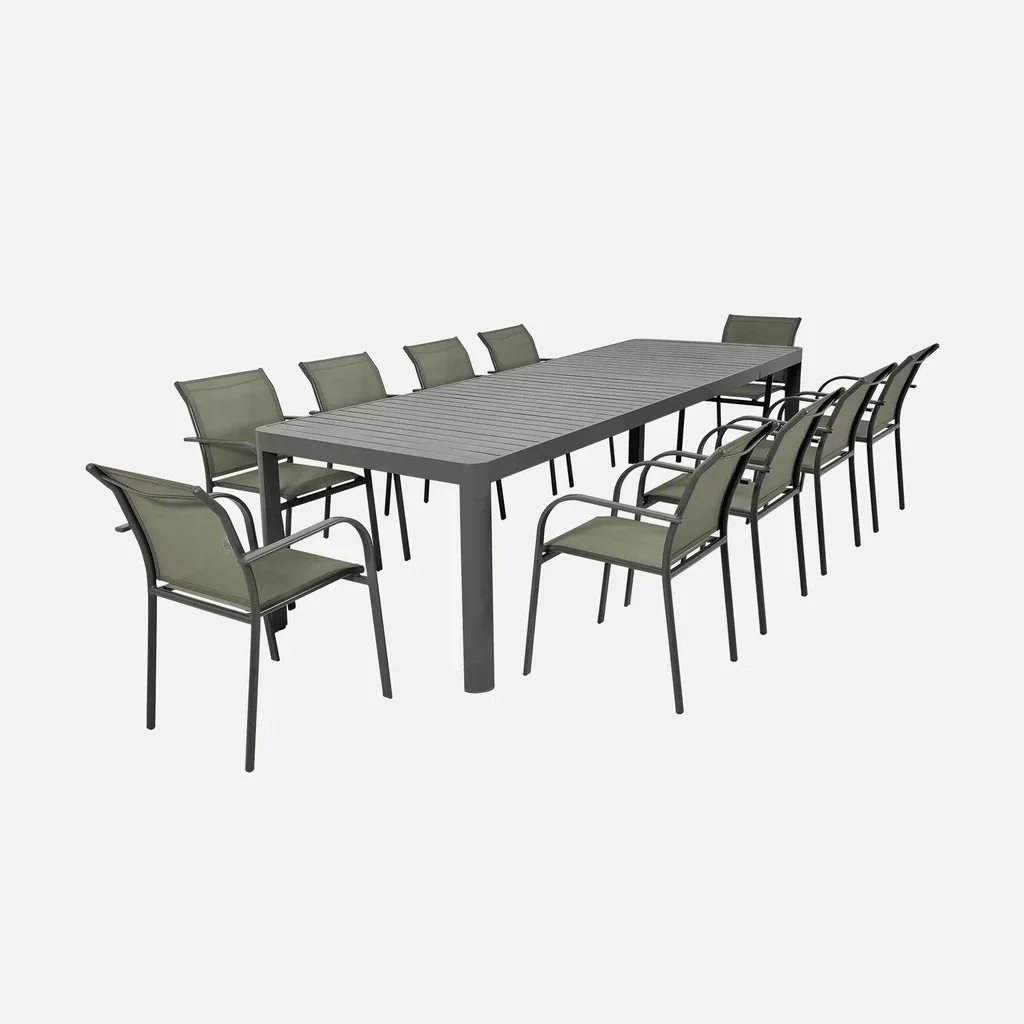 Table de jardin extensible aluminium Lunea 6-10 personnes anthracite