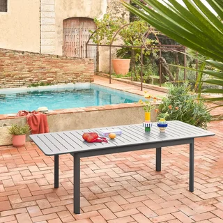 Table extensible aluminium jardin 8 personnes Seattle 173-236 cm