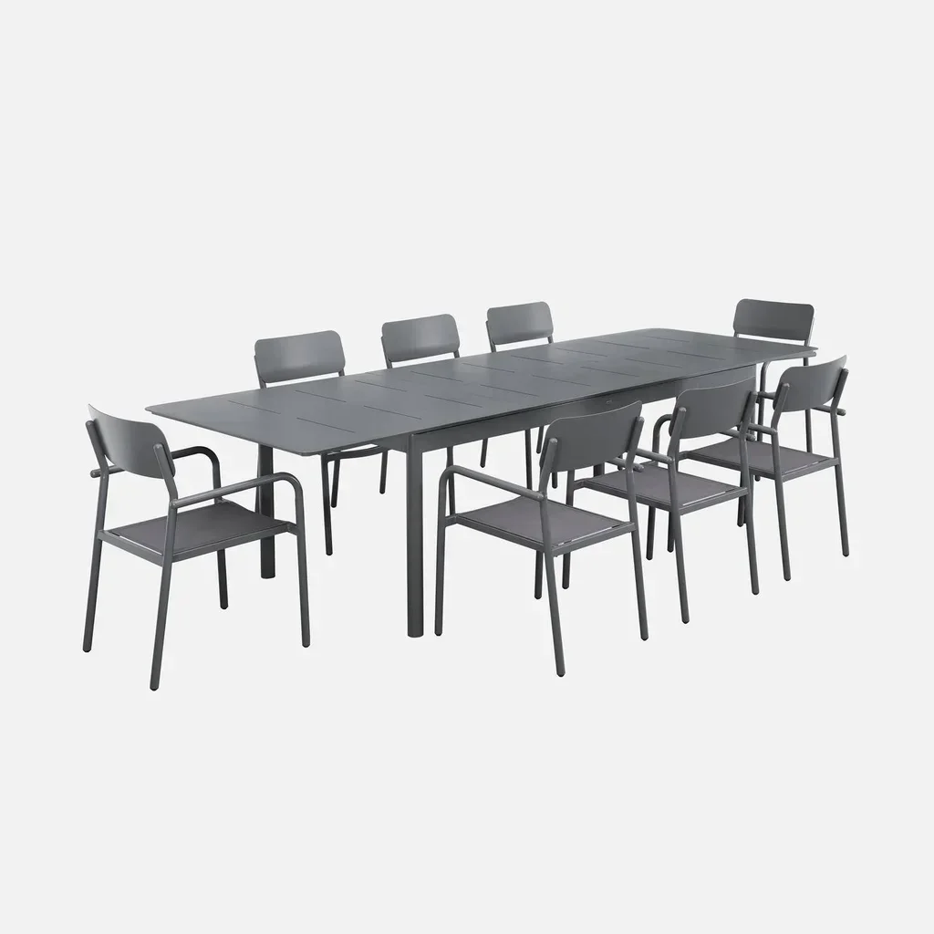 Table extensible jardin aluminium 8 personnes Charleston anthracite